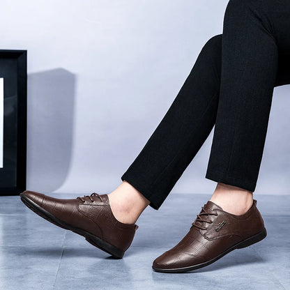 Luxury Business Oxford Genuine Leather Shoes Men Breathable Formal Dress Shoes Male Office Wedding Flats Footwear Evening Dress