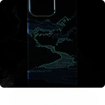 Abstract Landscape Relief for MagSafe Phone Case for iPhone 16 15 14 Pro Max 17 Wireless Charge Alloy Lens Shield Hard PC Cover