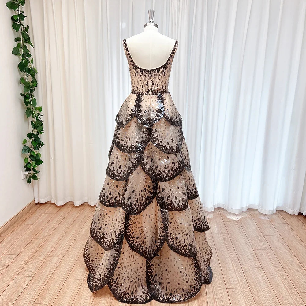 Luxury Sequined Evening Dress Tiered Petal Skirt Formal Prom Gown Customized Robe De Soiree For Women Party 2026