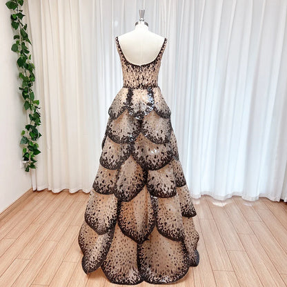 Luxury Sequined Evening Dress Tiered Petal Skirt Formal Prom Gown Customized Robe De Soiree For Women Party 2026