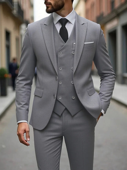 Four Seasons Wedding Groom Suit Big Size Business Formal Slim Fit Korean Style Three Piece Set Mens Tuxedo