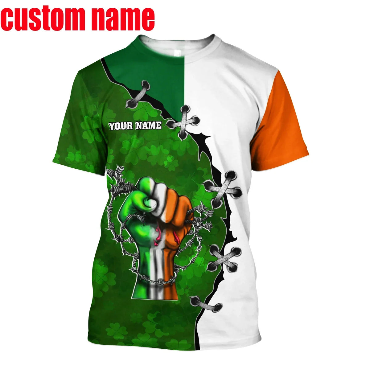 2023 Summer New Printed Irish Celtic Men's and Women's T-shirt, Custom Name Short Sleeve Unisex Shirt, Harajuku Large Casual Sty
