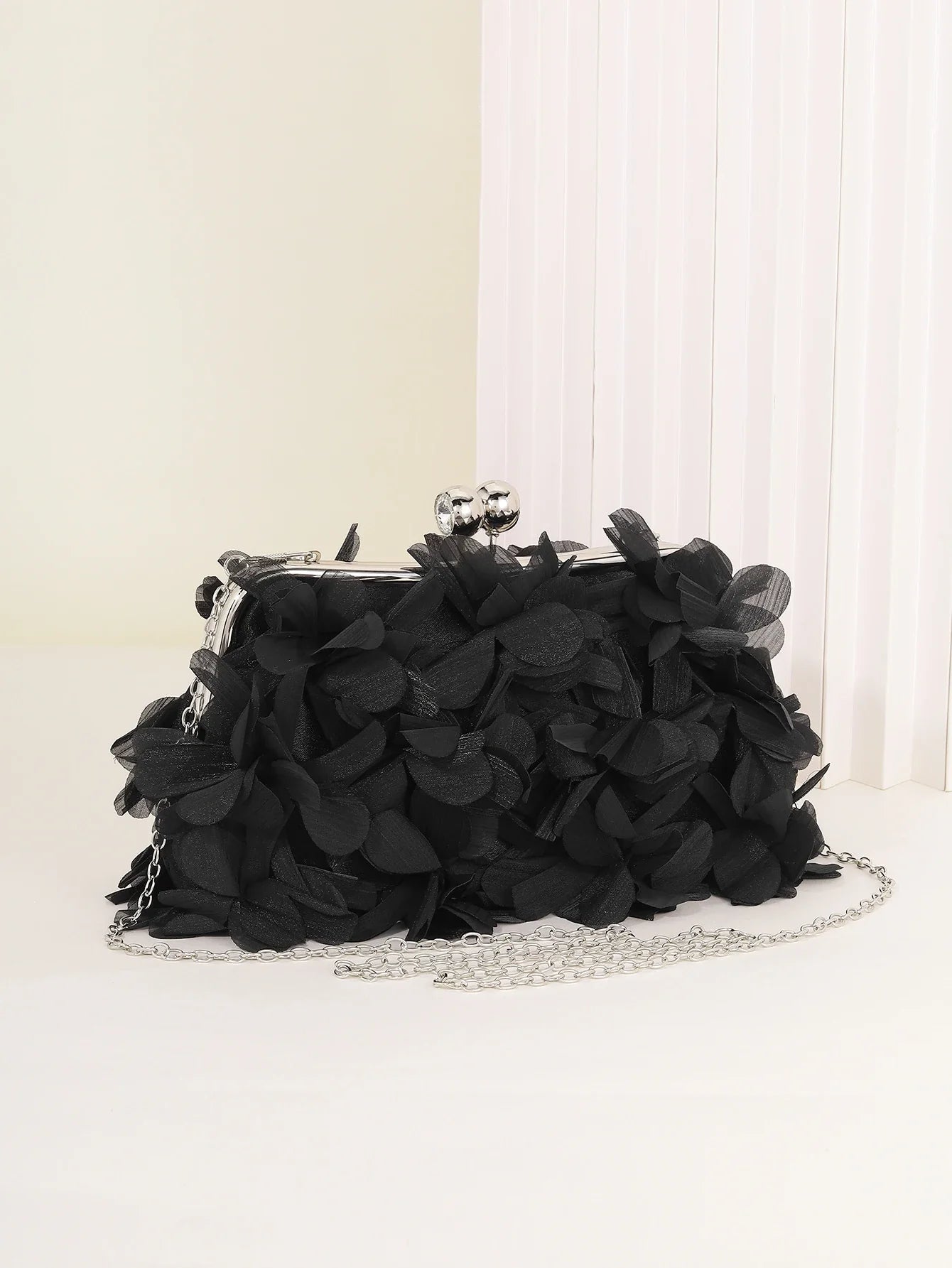 3D Floral Decor Clutch Bag, Elegant Silk Appliques Dinner Purse For Wedding Party Prom Banquet - Perfect for Wedding， Party