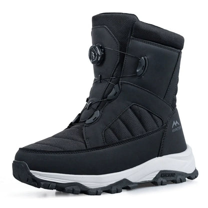 Winter Men's Rotating Button Snow Boots Thick Plush Cotton Boots Keep Warm Winter Boots Non-slip Mid-calf Boots Outdoors Shoes