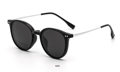 Magnetic Clip On Glasses Women Driving Polarised Round Pink Optical Myopia Eyewear Men Custom Prescription Glasses 2240