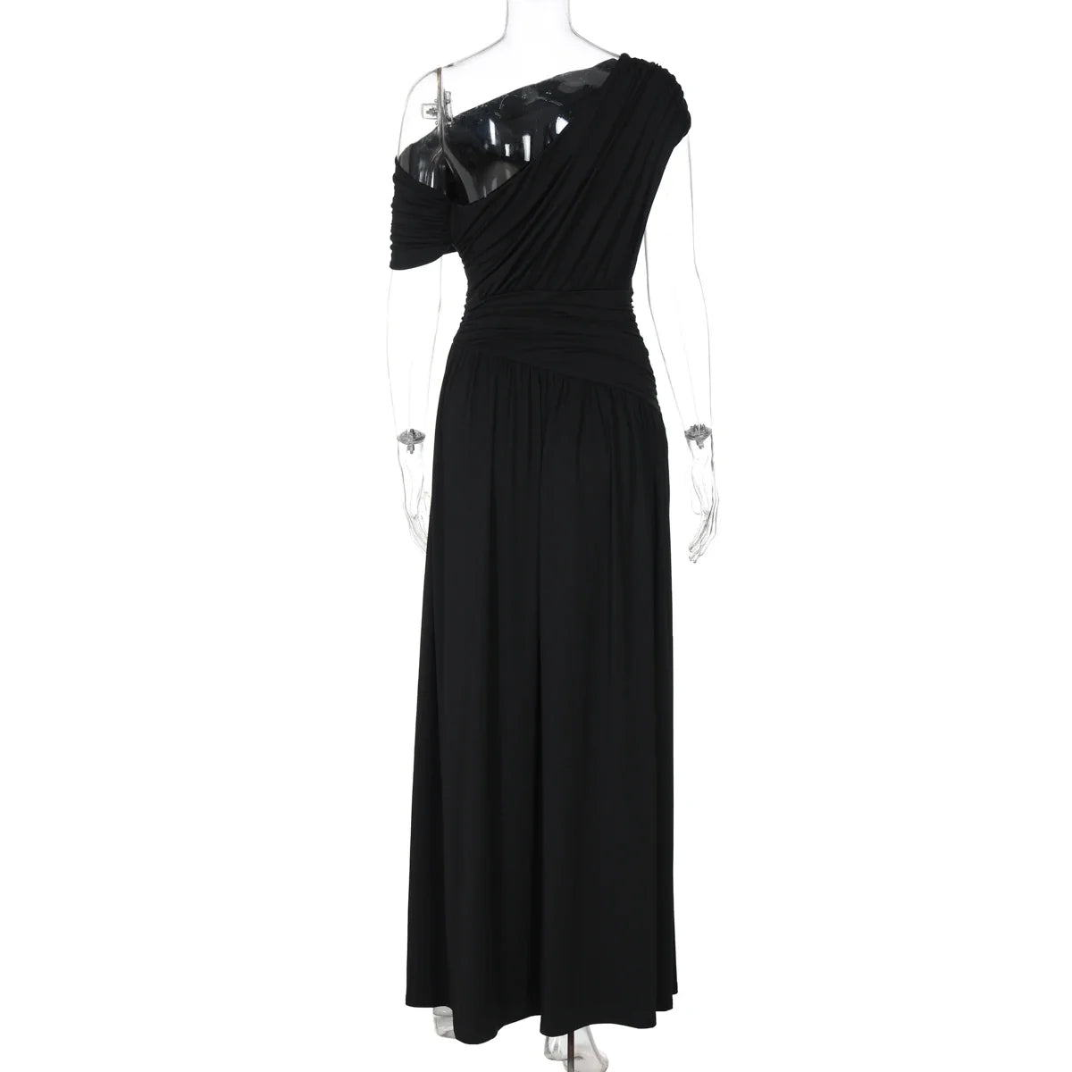 One Shoulder Ruched Sleeveless Solid Pleated Sexy Irregular Y2K Maxi Dress Summer Elegant Party Women Clothes Vacation