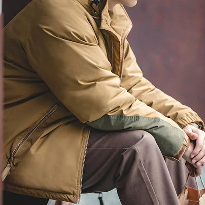 Hooded Down Jacket for Men Winter Thickened Matte Glossy Fabric Parka Outdoor Warm Coat Versatile Outerwear Black Jacket