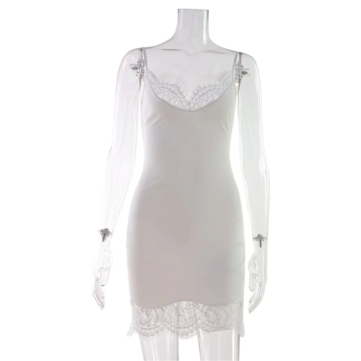 Women's Summer Dresses Lace Patchwork Camisoles Sexy Club Solid Short Dresses Fashion Skinny Female Regular Casual Mini Dresses