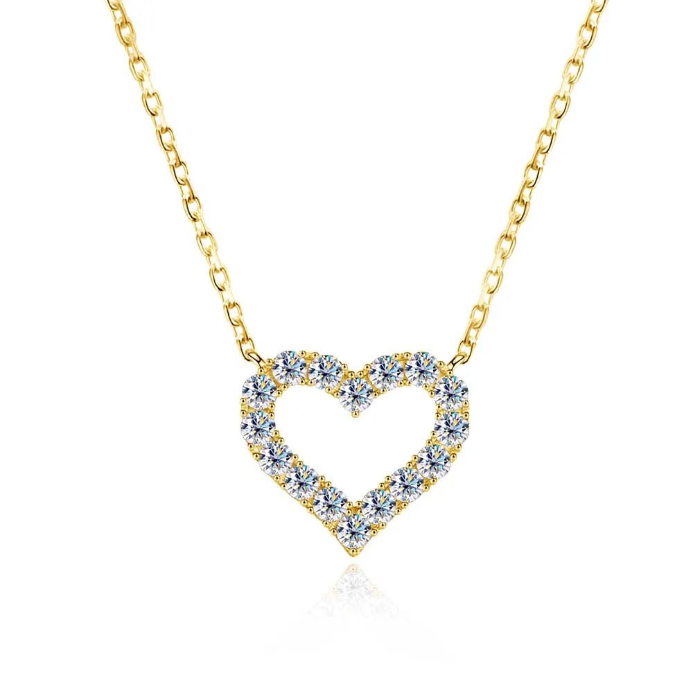 D VVS1 Sparking Moissanite Necklace Heart Pendant for Women s925 Sterling Sliver Plated 18k Party Birthday Gift Jewelry