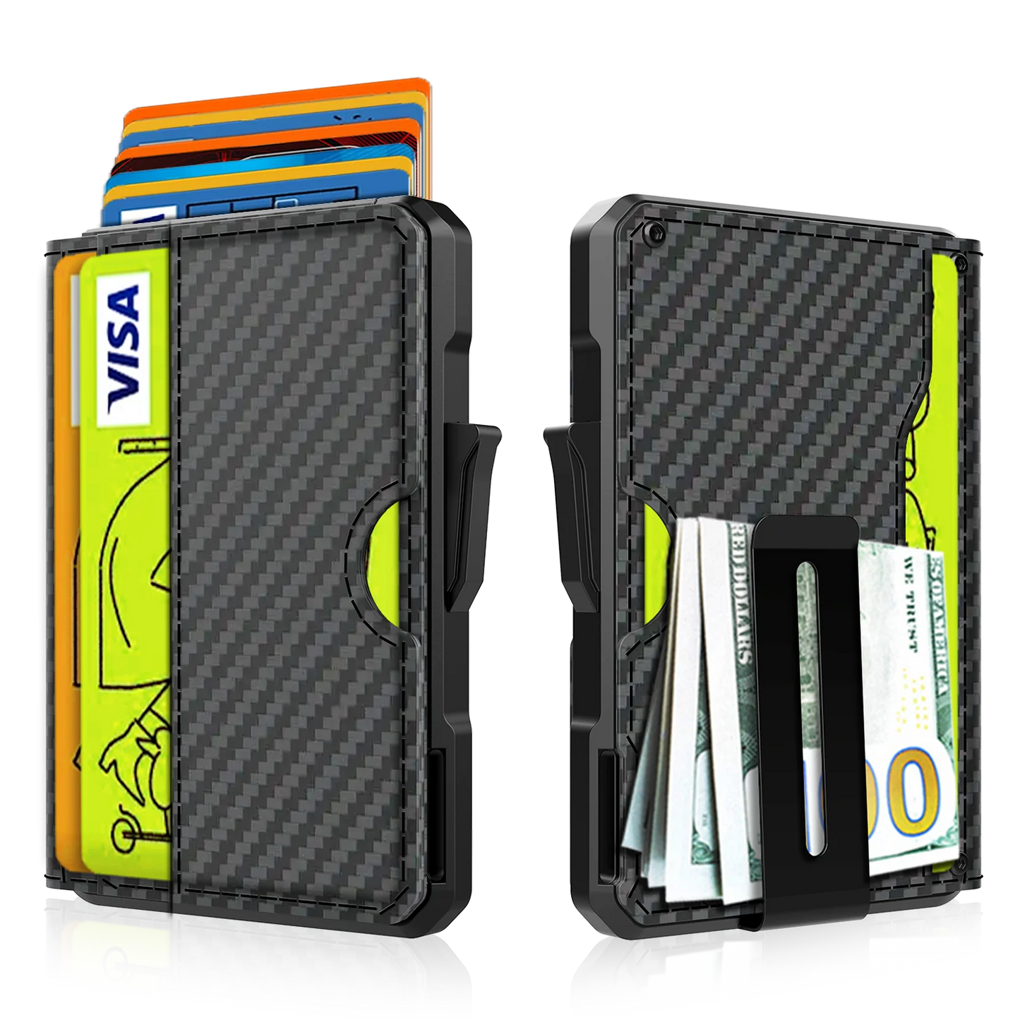 Portefeuille pour hommes - avec pince à billets, porte-cartes de crédit en cuir mince, blocage RFID, portefeuille minimaliste à deux volets