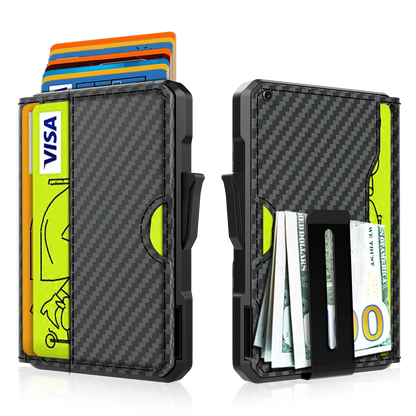 Portefeuille pour hommes - avec pince à billets, porte-cartes de crédit en cuir mince, blocage RFID, portefeuille minimaliste à deux volets