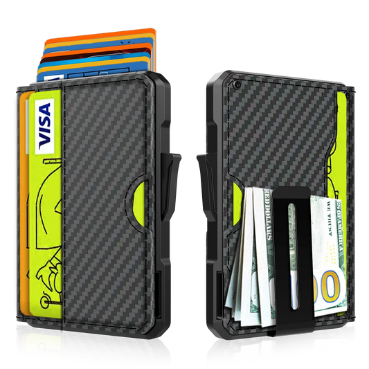 Portefeuille pour hommes - avec pince à billets, porte-cartes de crédit en cuir mince, blocage RFID, portefeuille minimaliste à deux volets
