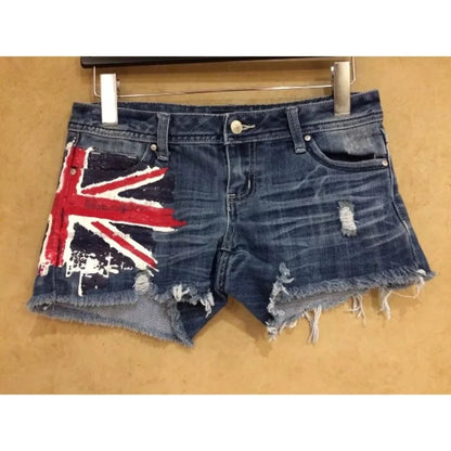 2026 New Gothic Retro Blue Washed Shorts Women's Harajuku Pocket Low Waist Shorts Sexy Hot Girl Denim Shorts