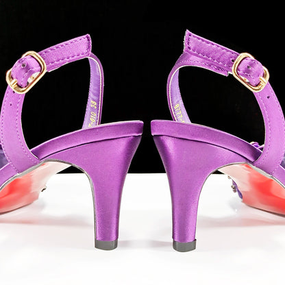 Women High Heel Party For Purple Color Shoes and Bag Set Rhinestone Handbag Italian Design Wedding INS 2025
