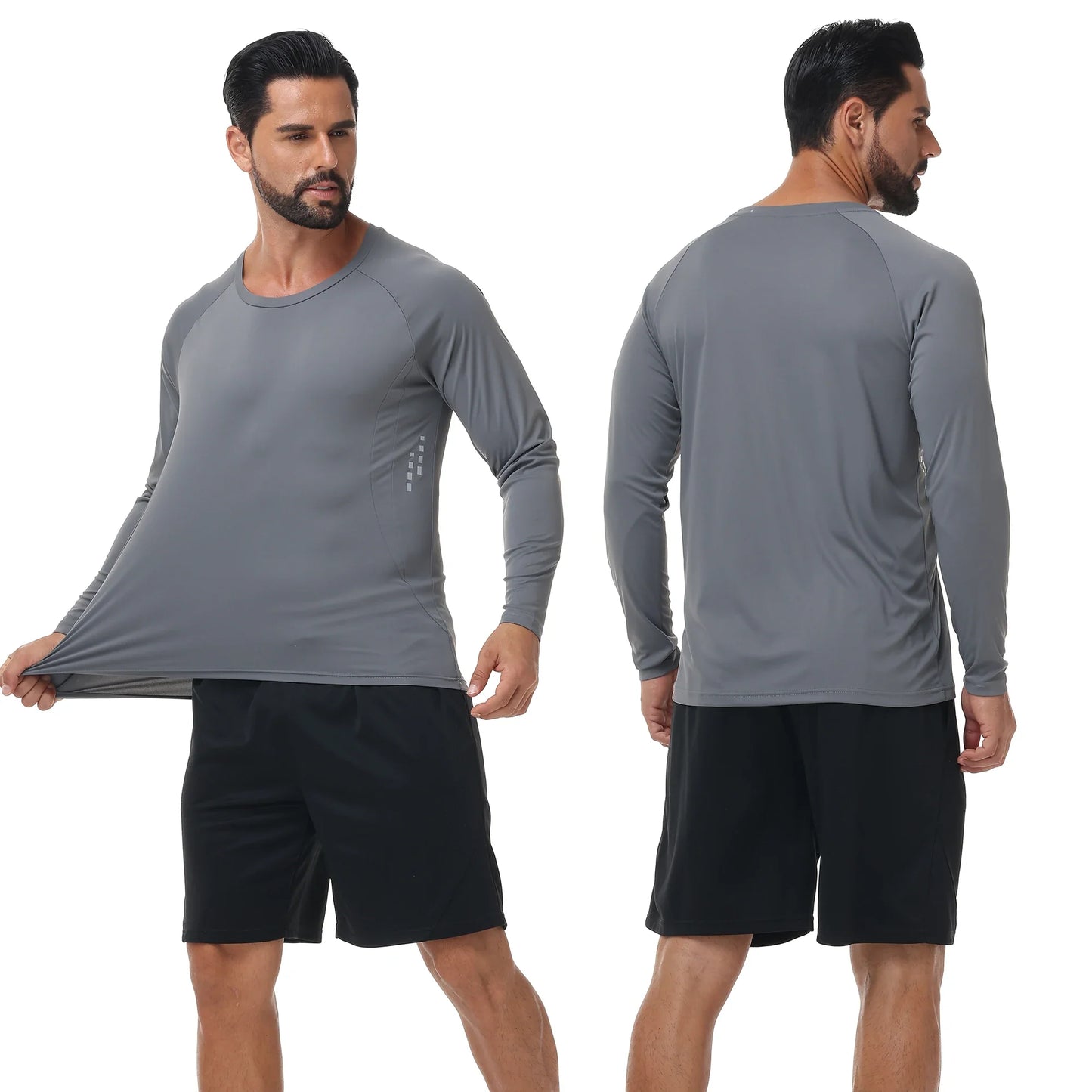 Men UPF 50+ Long Sleeve T-Shirt, Rash Guard Breathable Tops, Pullover Shirt for Sport Fishing Hiking Running Beach Surfing