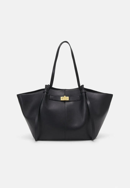 2026 New Large Capacity Trapeze Women Shoulder Bags Designer Metal Lock Handbags High-Quality Pu Leather Big Tote Commute Bag