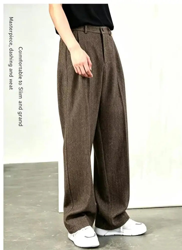 2026 New Men's Pants Formal Wear Herringbone High Quality Men Business Slim Trousers Office Social Dress Pants