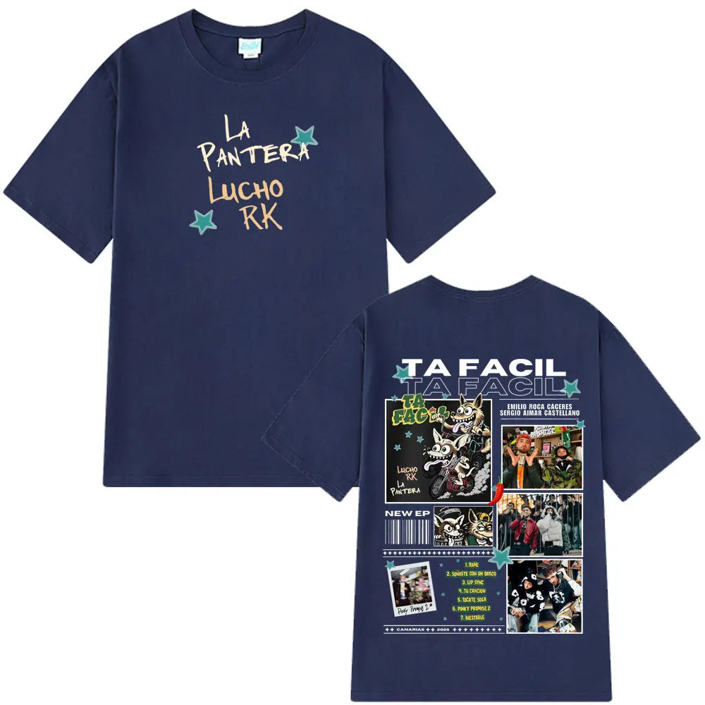 Ta Facil New Album 2025 La Panter Lucho Rk Fashion Print Tees Men Women Harajuku Hip-hop T-shirts Loose Casual Cotton T-shirts