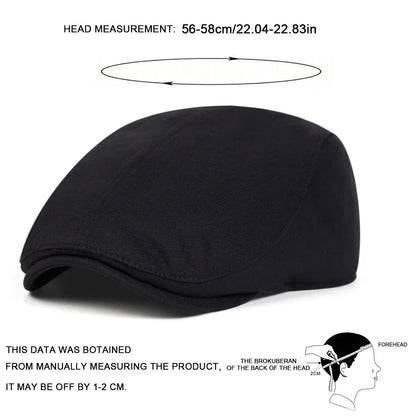 Unisex Solid Color Newsboy Caps British Painters Hats Autumn and Winter Berets Flat Peaked Cap Hip Hop Berets