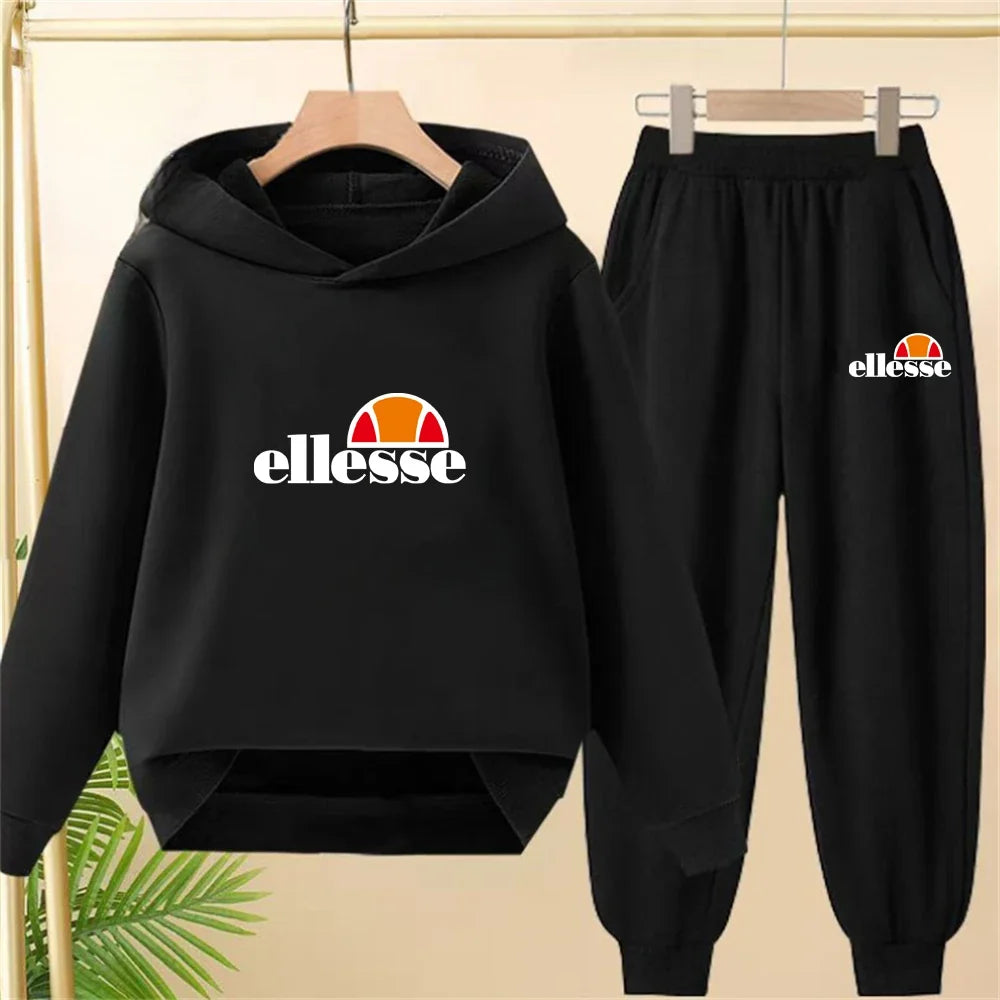 Black Children Hoodie Child print 3-12 Years Old Boys Girls Toddler hoodie Coat Top+Pants Stylish Casual Sweatshirt Set