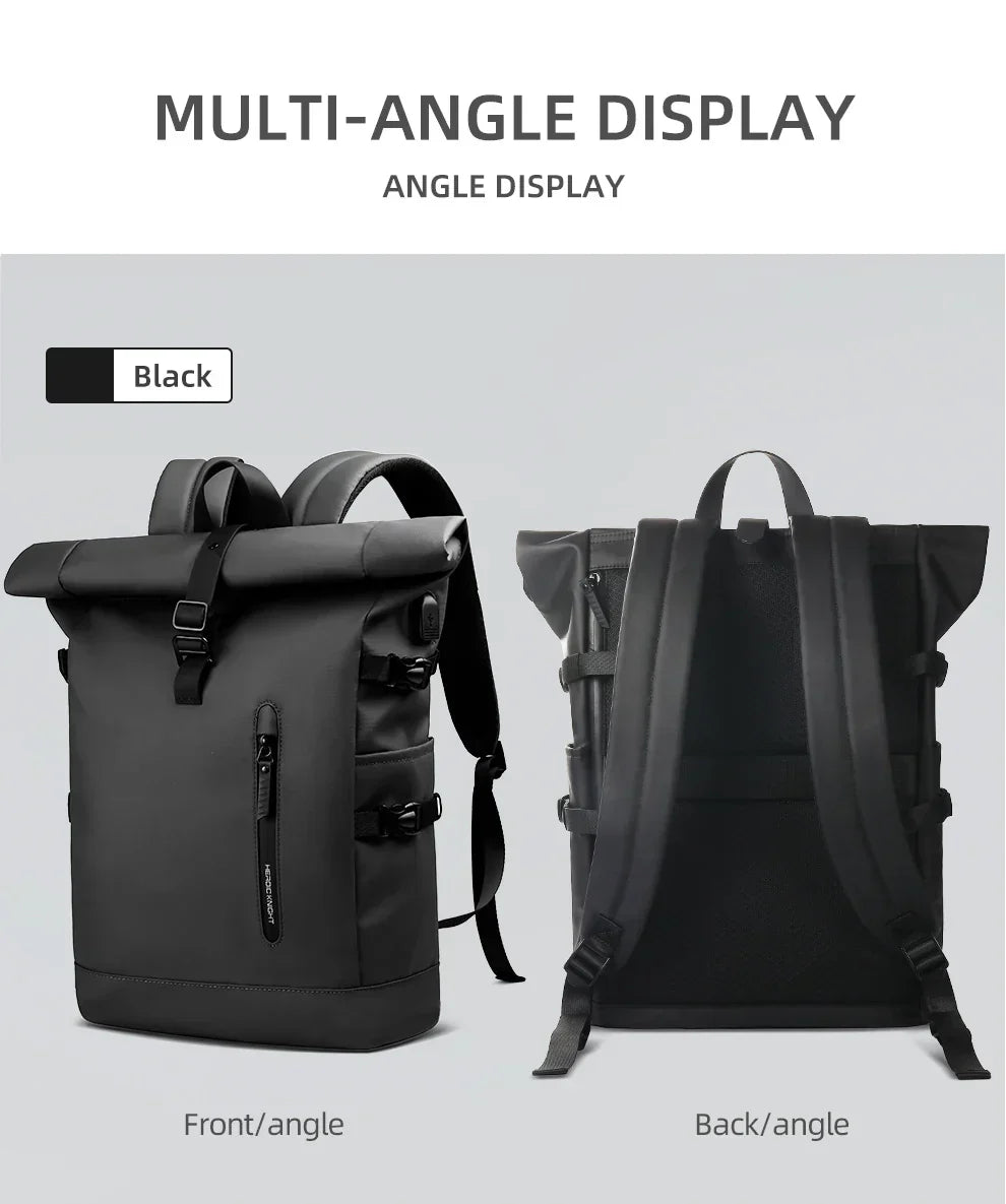 Expandable Travel Backpack Men Large Capacity Waterproof 15.6” Laptop Bag Hiking Rucksack Cycling Daypack Bag with USB Port