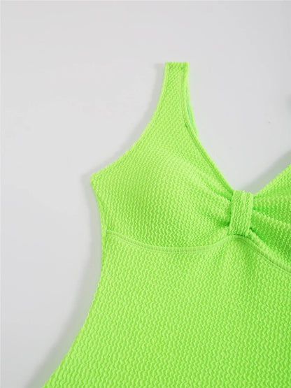 Slim V Neck Swimsuit Women 2025 New One Piece Vacation Swimwear Solid Bodysuit Female Bathers Swimming Monokini Summer Beachwear