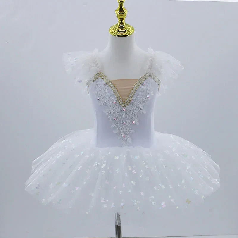 2024 Pink Kids Ballroom Clothing Sequined Flower Tutus Ballet Dress For Girl Modern Dance Tutu Dress Girls Ballet Princess Dress