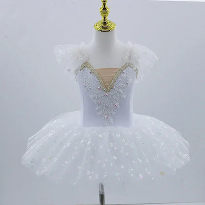 2024 Pink Kids Ballroom Clothing Sequined Flower Tutus Ballet Dress For Girl Modern Dance Tutu Dress Girls Ballet Princess Dress