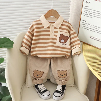 New Autumn Baby Clothes Set Children Boys Striped T-Shirt Pants 2Pcs/Sets Infant Girls Clothing Toddler Costume Kids Tracksuits