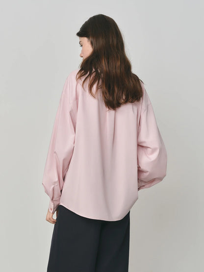 Autumn 2025 Women's French Inspired Blouse - Ruffle Trim Tie Front Loose Fit Shirt Collar Top Soft Blend Daily Wear