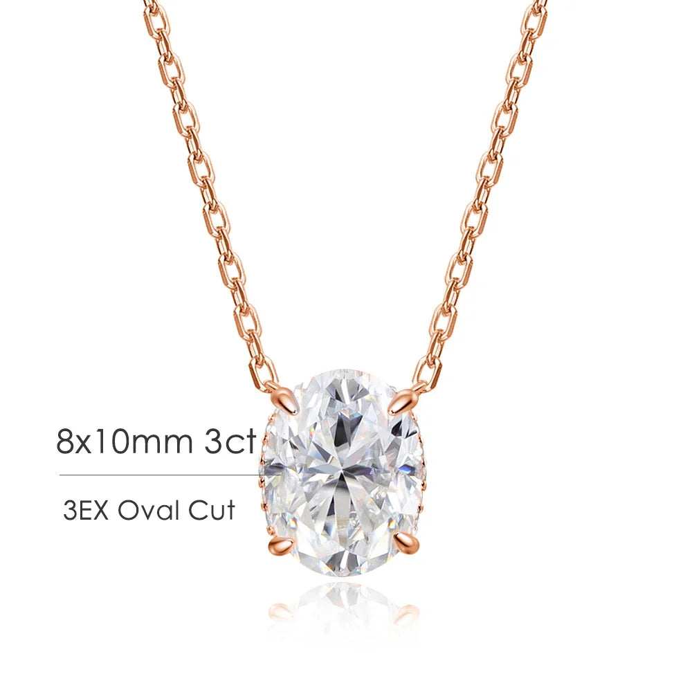 1-4.5ct Oval Cut Moissanite Necklaces for Women Daily Jewelry Solid 925 Silver Chain Wrap Diamond Pendant Birthday Gift
