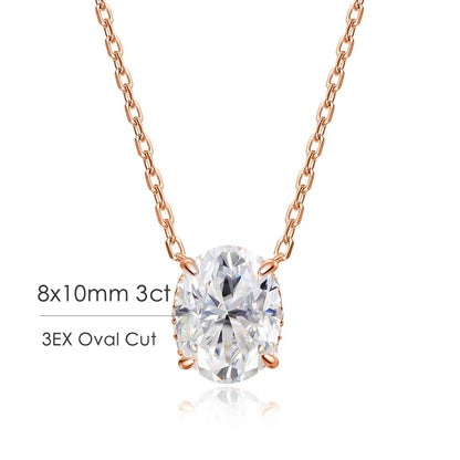 1-4.5ct Oval Cut Moissanite Necklaces for Women Daily Jewelry Solid 925 Silver Chain Wrap Diamond Pendant Birthday Gift