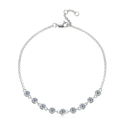 S925 Sterling Silver Bracelet for Women Round All Moissanite Charm Bracelets Chain Wedding Fine Jewelry Gifts pulseras