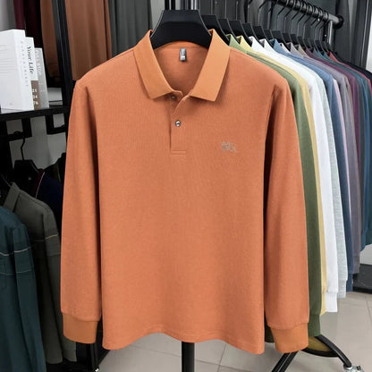 100% cotton long sleeve polo shirt spring and autumn fashion casual luxury brand exquisite embroidery lapel T-shirt new men wear