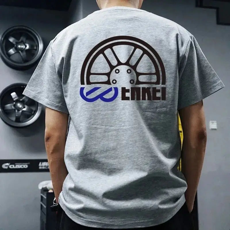 New JDM Modified Car Endless Brake T-shirt Breathable Sweat Absorption Short-sleeved Men's and Women's T-shirt Motorcycle Tee