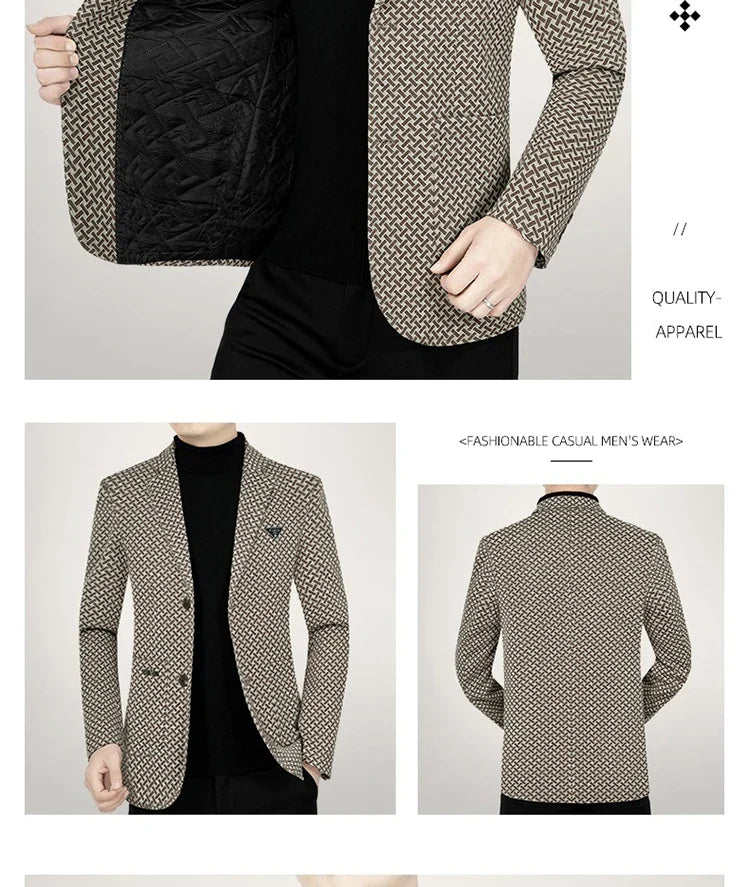 2026 Spring New Men's Blazer Business Casual Suit Jacket Middle Aged Male Fashion Office Wear Outerwear Top