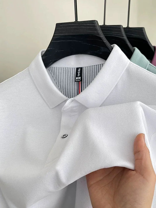 100% cotton short sleeve polo shirt comfortable lightweight high-end brand fashionable simple summer men's casual lapel T-shirt