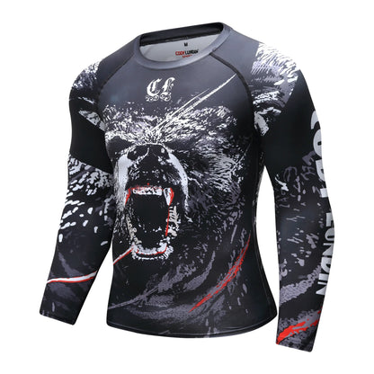 Cody Men Grappling Wear Jiu Jitsu Gi Rashguard BJJ Boxing T-shirts UPF 50+ Male Athletic Running Blouses Compression Gym Tees