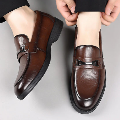 Men's Casual Leather Shoes 2026 New Spring Season Loafers for Men with Slip-On Flats British Style Men Walking Shoes Moccasins