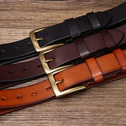 3.3CM Men's Genuine Leather Belt Luxury Designer Brass Pin Buckle Belts Pure Cowskin Vintage Strap Male Jeans for Man Women