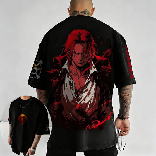 One Piece Men's T-shirt Shanks Summer Anime Tee Spring and Autumn Boys Short-sleeved Personality Y2k Parent-child Wear