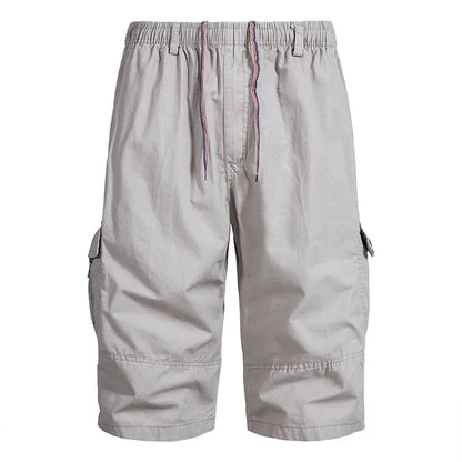 Mens Hiking Cargo Shorts Quick Dry Lightweight Tactical Work Shorts 6 Pockets Elastic Waist Cotton Running Shorts 3/4 Pants