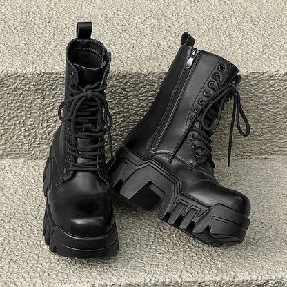 men fashion punk gothic platform boots designer original leather shoes cowboy high boot women stylish long motorcycle botas mans