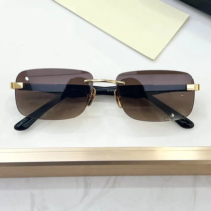 Luxury THE ARTIST I Rimless Sunglasses Alloy Acetate Designer Brand Fashion Design Irregular Square UV400 High Quality Men Women