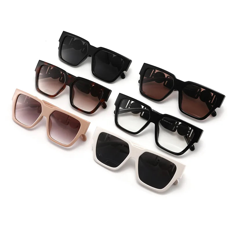 INS 2026 New Fashion Sunglasses Women Wide-leg Sun Glasses Men Trendy Brand Square Oversized Anti Blue Light Flat Mirror UV400