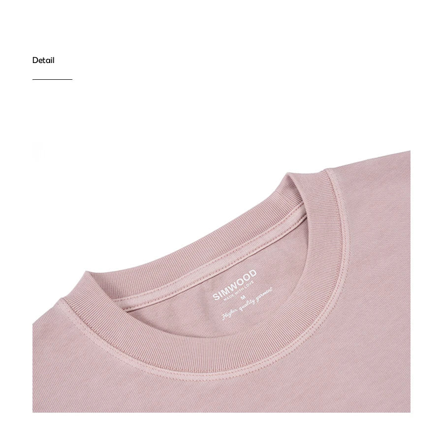 2026 Summer New Super Loose Heavyweight 320gsm 100% Cotton Washed Vintage T-shirts Men Plus Size Logo Embroidery Tops