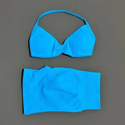 2PCS HISTELLO Sports Seamless Yoga Set Push Up Women Bra Scrunch Butt Lift Leggings Ultra Soft Comfort Yoga Workout Wear