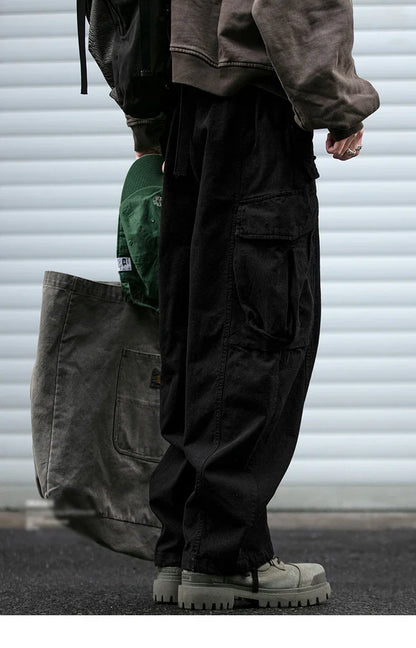 Oversized Cargo Pants For Men Multi Pocket Loose Fit Streetwear Casual American Style Korean Trendy Fashion Straight Leg Pants