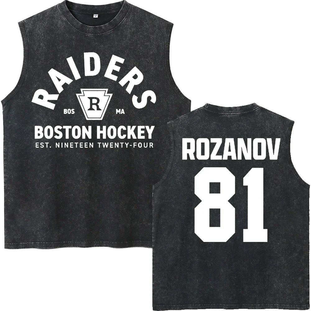 Vintage Washed Heated Rivalry Ilya Rozanov 81 Boston Raiders Tshirt Men Shane Hollander 24 Montreal Metros 100% Cotton Tees Tops