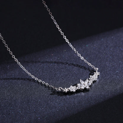925 Sterling Silver Dazzling Clear CZ With Daisy Flower Pendant Necklace for Women Link Chain Wedding Engagement Jewelry